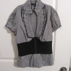 shimmery button down corset style top